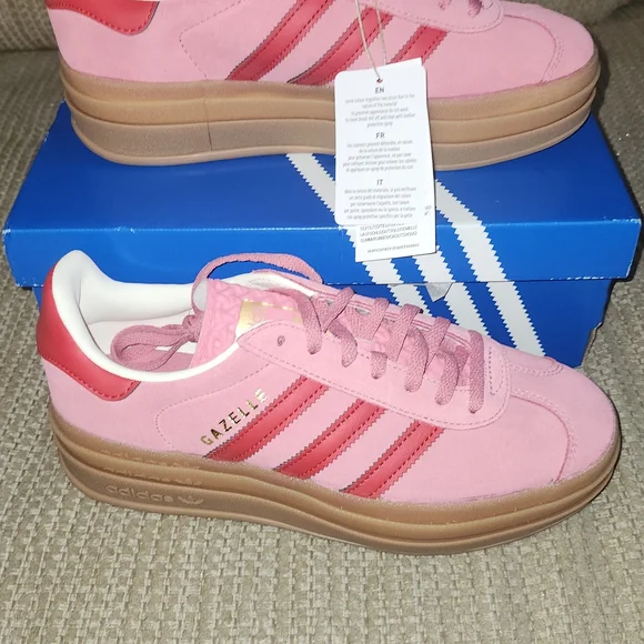 adidas Originals Gazelle Bold Grade School Girls' Rose Tone/Better Scarlet/Cream White Shoes, Size: 5.5